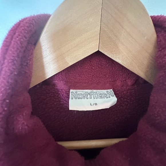 Vintage Fleece Sweater Northern Getaway Fleece Burgundy Cozy New Brunswick - Picture 6 of 14